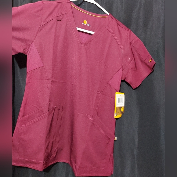 XS Wine Carhartt Women's Scrub Top - Picture 2 of 5